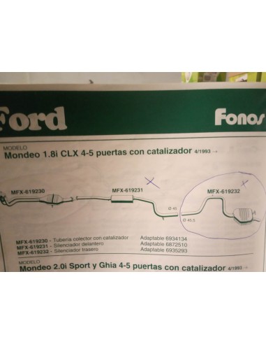 SILENCIOSO TRASERO ESCAPE FORD MONDEO 1.6 Y 1.8 CON CATALIZADOR
