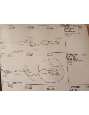 SILENCIOSO TRASERO ESCAPE RENAULT SAFRANE 2.0i Y 2.2i