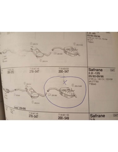 SILENCIOSO TRASERO ESCAPE RENAULT SAFRANE 2.0i Y 2.2i