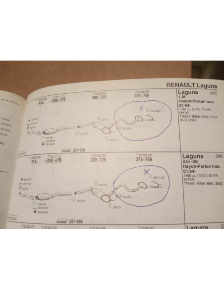 SILENCIOSO TRASERO ESCAPE RENAULT LAGUNA I MOTOR 1.8,2.0 Y 2.2D