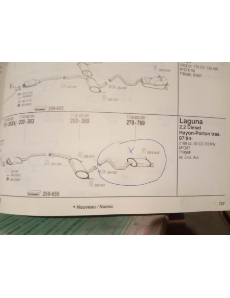 SILENCIOSO TRASERO ESCAPE RENAULT LAGUNA I MOTOR 1.8,2.0 Y 2.2D