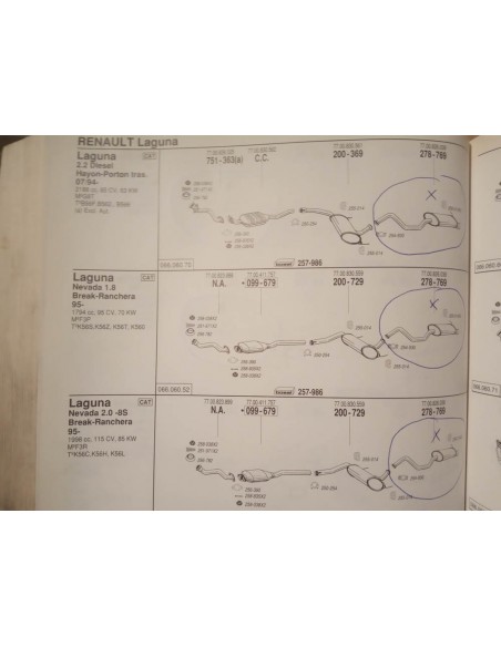 SILENCIOSO TRASERO ESCAPE RENAULT LAGUNA I MOTOR 1.8,2.0 Y 2.2D