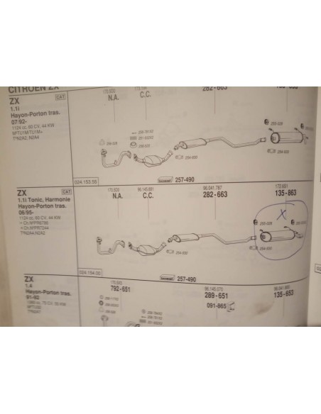 SILENCIOSO TRASERO ESCAPE CITROEN ZX