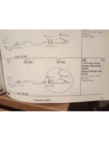 SILENCIOSO TRASERO ESCAPE CITROEN ZX