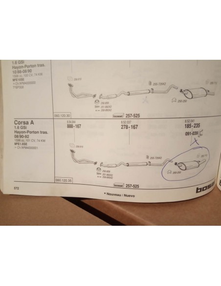 SILENCIOSO TRASERO ESCAPE OPEL CORSA A 1.6 GSI