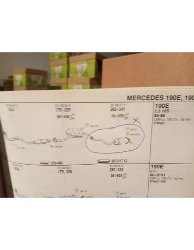 SILENCIOSO TRASERO ESCAPE MERCEDES 190 MOTOR 2.3 16S