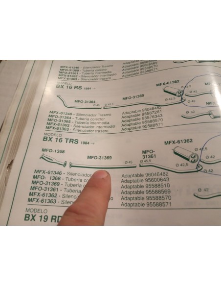 TUBERIA INTERMEDIA ESCAPE CITROEN BX 16 TRS