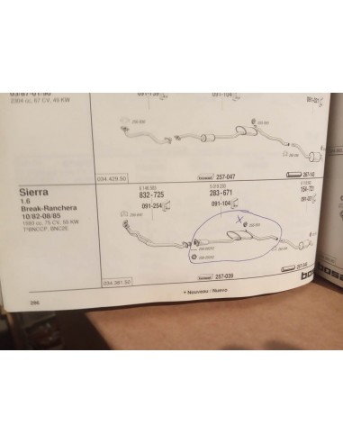 SILENCIOSO DELANTERO DE ESCAPE FORD SIERRA MK1