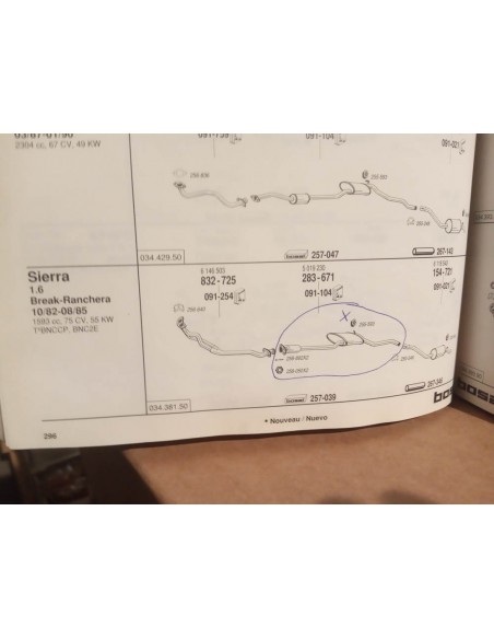 SILENCIOSO DELANTERO DE ESCAPE FORD SIERRA MK1