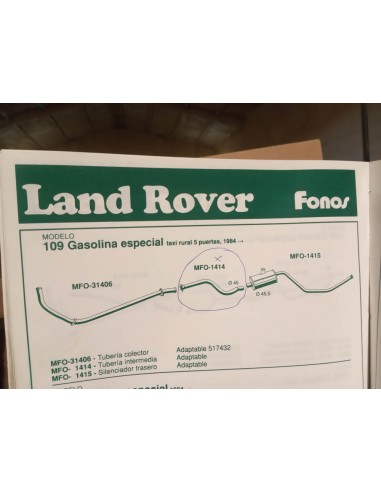 TUBERIA INTERMEDIA ESCAPE LAND ROVER 109 ESPECIAL DIESEL Y GASOLINA