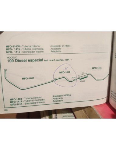 TUBERIA INTERMEDIA ESCAPE LAND ROVER 109 ESPECIAL DIESEL Y GASOLINA