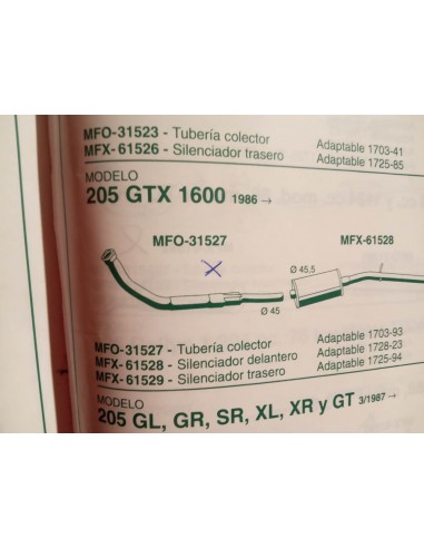 SALIDA COLECTOR PEUGEOT 205 GTX 1600 Y 309 SR