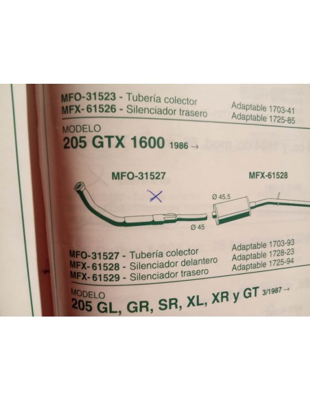 SALIDA COLECTOR PEUGEOT 205 GTX 1600 Y 309 SR