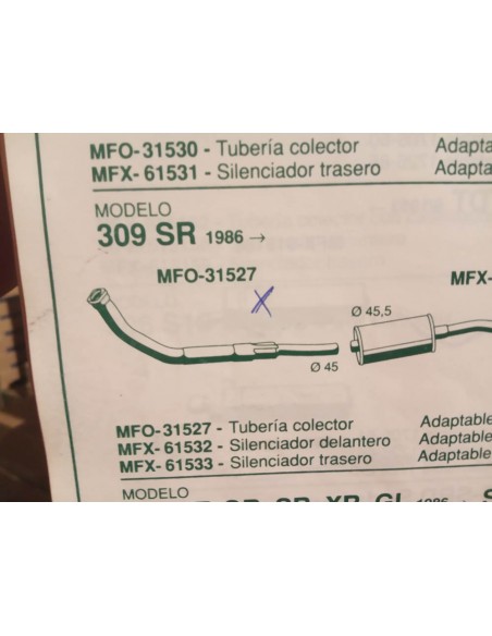 SALIDA COLECTOR PEUGEOT 205 GTX 1600 Y 309 SR