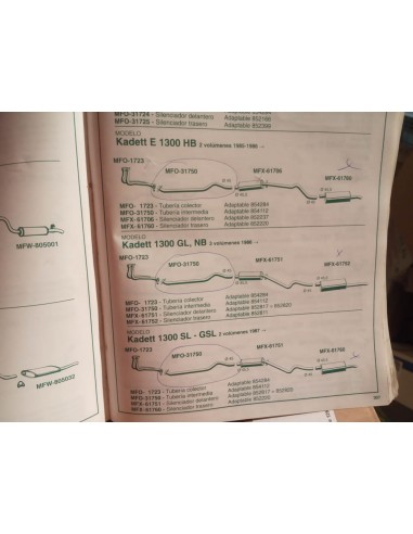 TUBERIA INTERMEDIA ESCAPE OPEL KADETT E GASOLINA