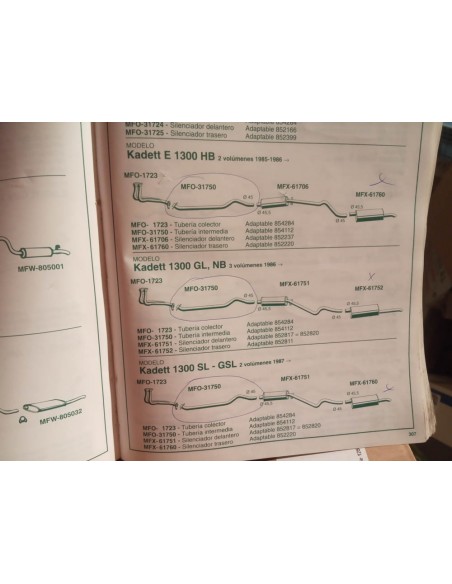 TUBERIA INTERMEDIA ESCAPE OPEL KADETT E GASOLINA