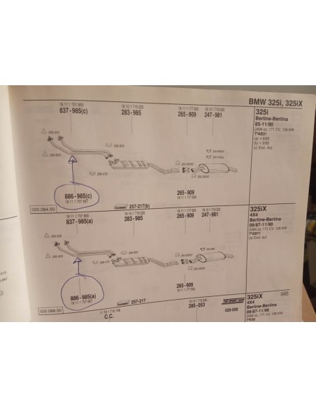 TUBERIA SALIDA COLECTOR ESCAPE BMW 325 i E30