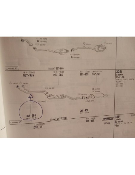 TUBERIA SALIDA COLECTOR ESCAPE BMW 325 i E30