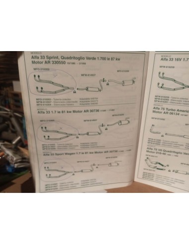 TUBERIA SALIDA COLECTOR ESCAPE ALFA ROMEO 33 MOTOR 1.5 Y 1.7