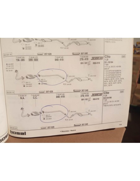 TUBERIA INTERMEDIA ESCAPE RENAULT CLIO 1.2i (DEL 91 AL 96)
