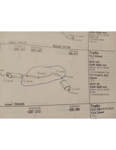 TUBERIA INTERMEDIA ESCAPE RENAULT TRAFIC 2.1 DIESEL