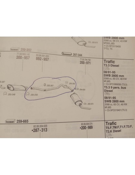 TUBERIA INTERMEDIA ESCAPE RENAULT TRAFIC 2.1 DIESEL