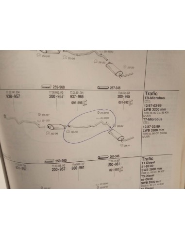 TUBERIA INTERMEDIA DE ESCAPE RENAULT TRAFIC DIESEL (DEL 81 AL 89)