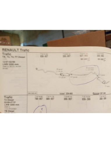 TUBERIA INTERMEDIA DE ESCAPE RENAULT TRAFIC DIESEL (DEL 81 AL 89)