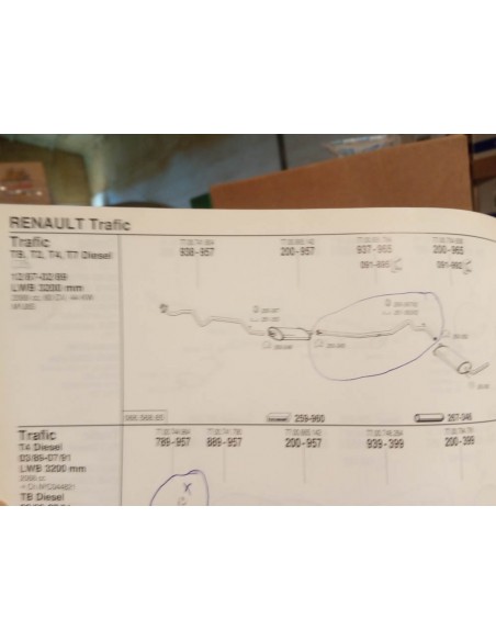 TUBERIA INTERMEDIA DE ESCAPE RENAULT TRAFIC DIESEL (DEL 81 AL 89)