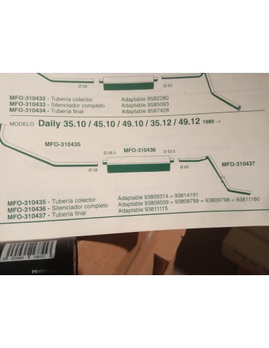 TUBERIA FINAL SALIDA DE ESCAPE IVECO DAILY 35.10,45.10,ETC (63 mm)