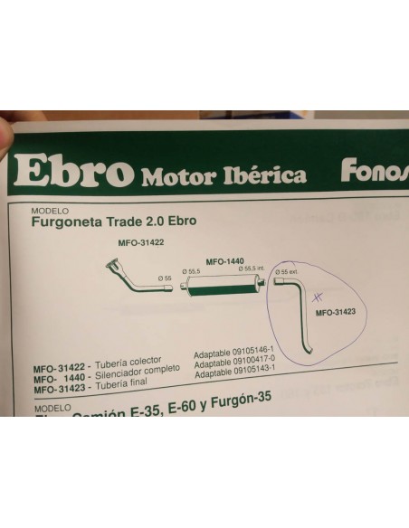 TUBERIA FINAL SALIDA DE ESCAPE FURGONETA EBRO 2.0 TRADE