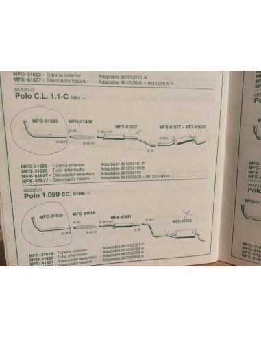 SALIDA COLECTOR DE ESCAPE VOLKSWAGEN POLO 1.1 CL, 1.050 cc