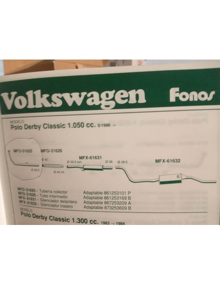 SALIDA COLECTOR DE ESCAPE VOLKSWAGEN POLO 1.1 CL, 1.050 cc