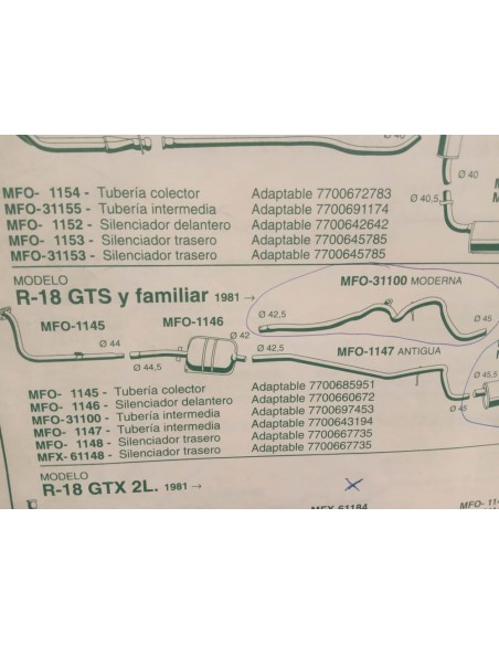 TUBERIA INTERMEDIA DE ESCAPE RENAULT 18 (MODERNA)