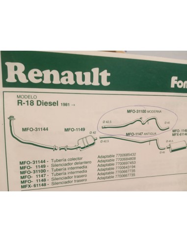 TUBERIA INTERMEDIA DE ESCAPE RENAULT 18 (MODERNA)