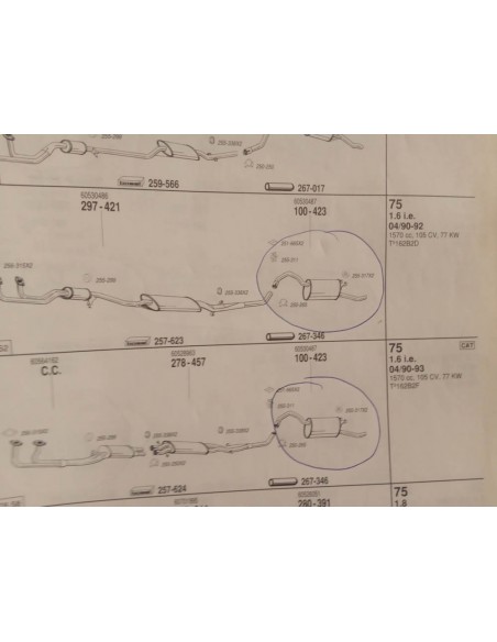 SILENCIOSO TRASERO ESCAPE ALFA ROMEO 75 MOTOR 1.6 , 1.8 Y 2.0