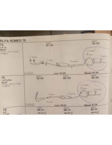 SILENCIOSO TRASERO ESCAPE ALFA ROMEO 75 MOTOR 1.6 , 1.8 Y 2.0