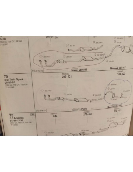 SILENCIOSO TRASERO ESCAPE ALFA ROMEO 75 MOTOR 1.6 , 1.8 Y 2.0