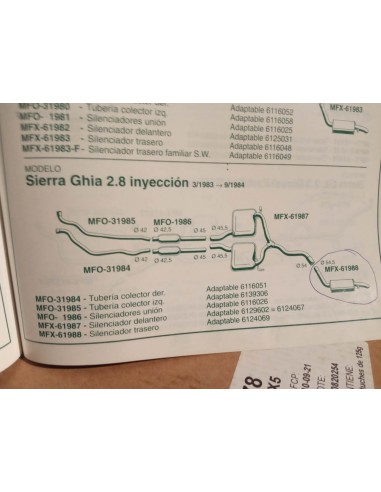 SILENCIOSO TRASERO ESCAPE FORD SIERRA GHIA 2.8 INYECCION