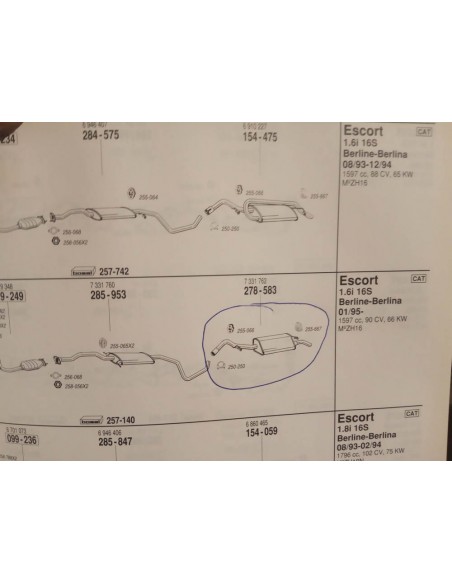 SILENCIOSO TRASERO DE ESCAPE FORD ESCORT 1.6i 16V