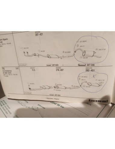 SILENCIOSO TRASERO DE ESCAPE ALFA ROMEO 75 MOTOR 3.0 V6 AMERICA