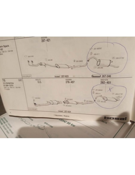SILENCIOSO TRASERO DE ESCAPE ALFA ROMEO 75 MOTOR 3.0 V6 AMERICA