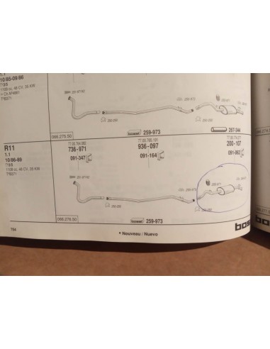 SILENCIOSO TRASERO ESCAPE RENAULT 9 Y 11 MOTOR 1.1 , 1.2 , 1.4 Y 1.6 D