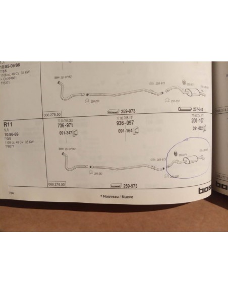 SILENCIOSO TRASERO ESCAPE RENAULT 9 Y 11 MOTOR 1.1 , 1.2 , 1.4 Y 1.6 D