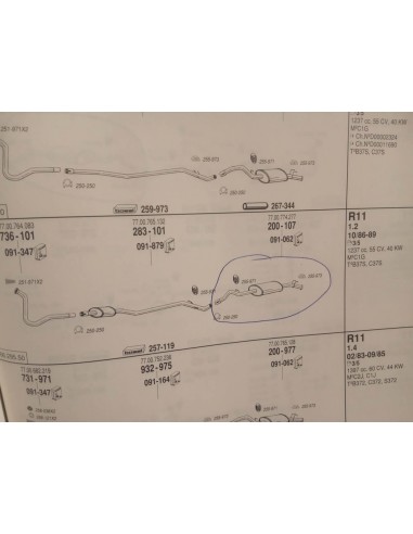 SILENCIOSO TRASERO ESCAPE RENAULT 9 Y 11 MOTOR 1.1 , 1.2 , 1.4 Y 1.6 D