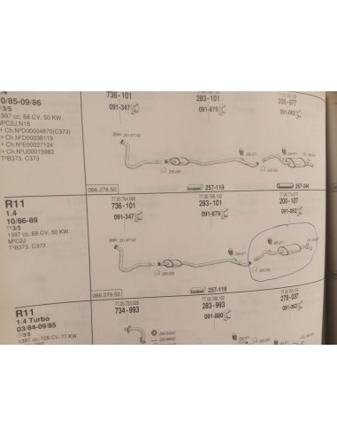 SILENCIOSO TRASERO ESCAPE RENAULT 9 Y 11 MOTOR 1.1 , 1.2 , 1.4 Y 1.6 D