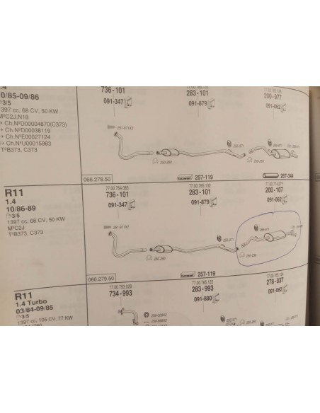 SILENCIOSO TRASERO ESCAPE RENAULT 9 Y 11 MOTOR 1.1 , 1.2 , 1.4 Y 1.6 D