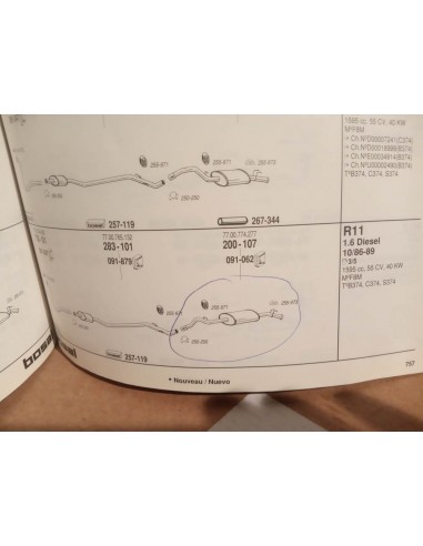 SILENCIOSO TRASERO ESCAPE RENAULT 9 Y 11 MOTOR 1.1 , 1.2 , 1.4 Y 1.6 D