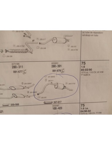 SILENCIOSO TRASERO ESCAPE ALFA ROMEO 75 MOTOR 1.6 , 1.8 Y 2.0