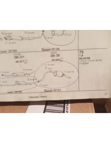SILENCIOSO TRASERO ESCAPE ALFA ROMEO 75 MOTOR 1.6 , 1.8 Y 2.0